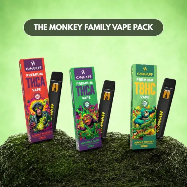 Canapuff Monkey Family vapepakke 3x1ml T8HC THCA