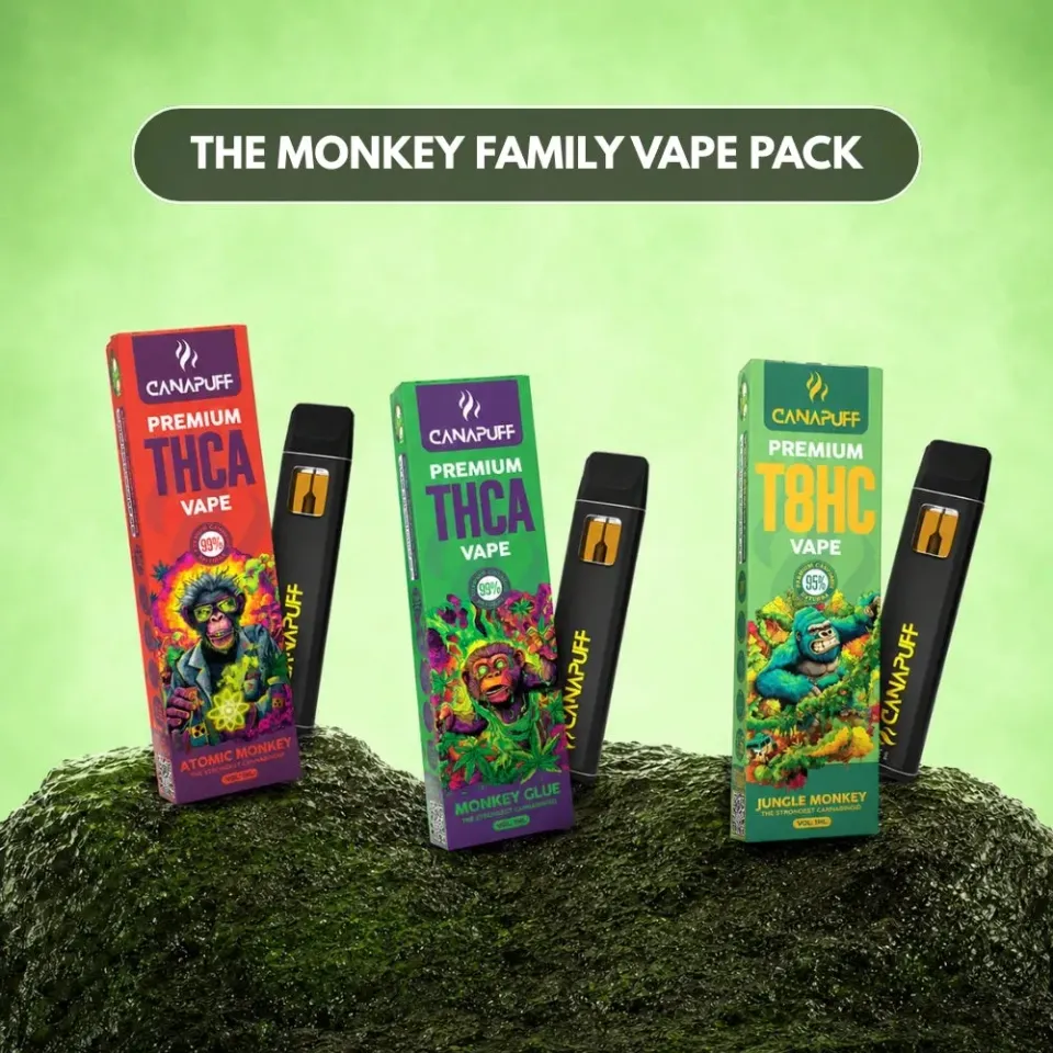 Canapuff Monkey Family vapepakke 3x1ml T8HC THCA