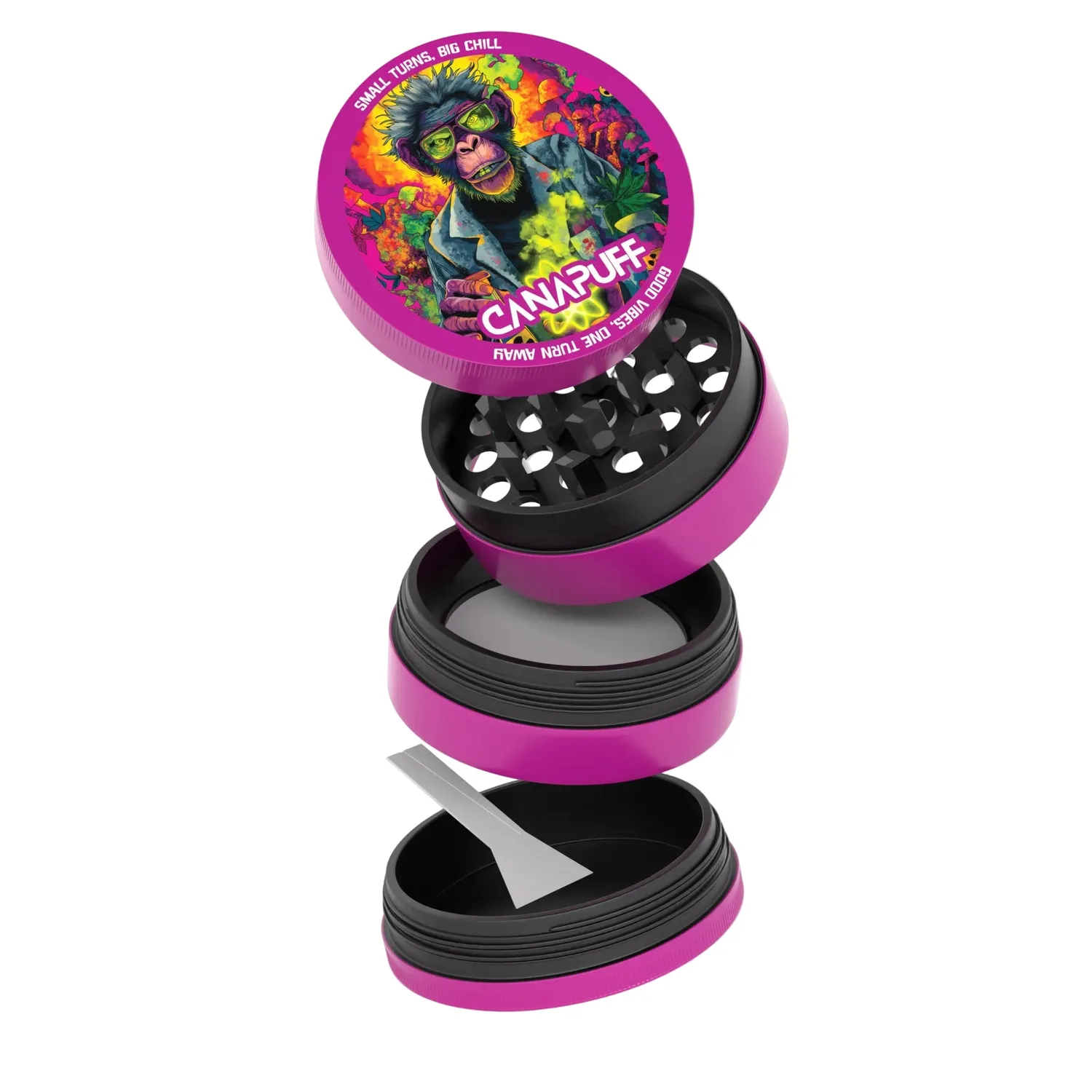 Canapuff Atomic Monkey grinder 60 mm metall 4-delt