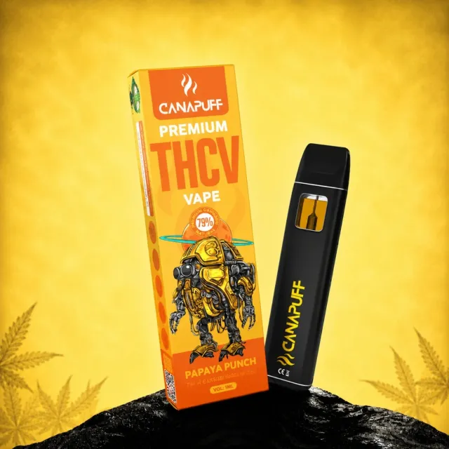 Canapuff THCv Papaya Punch vape 1 ml 79 % fruktig
