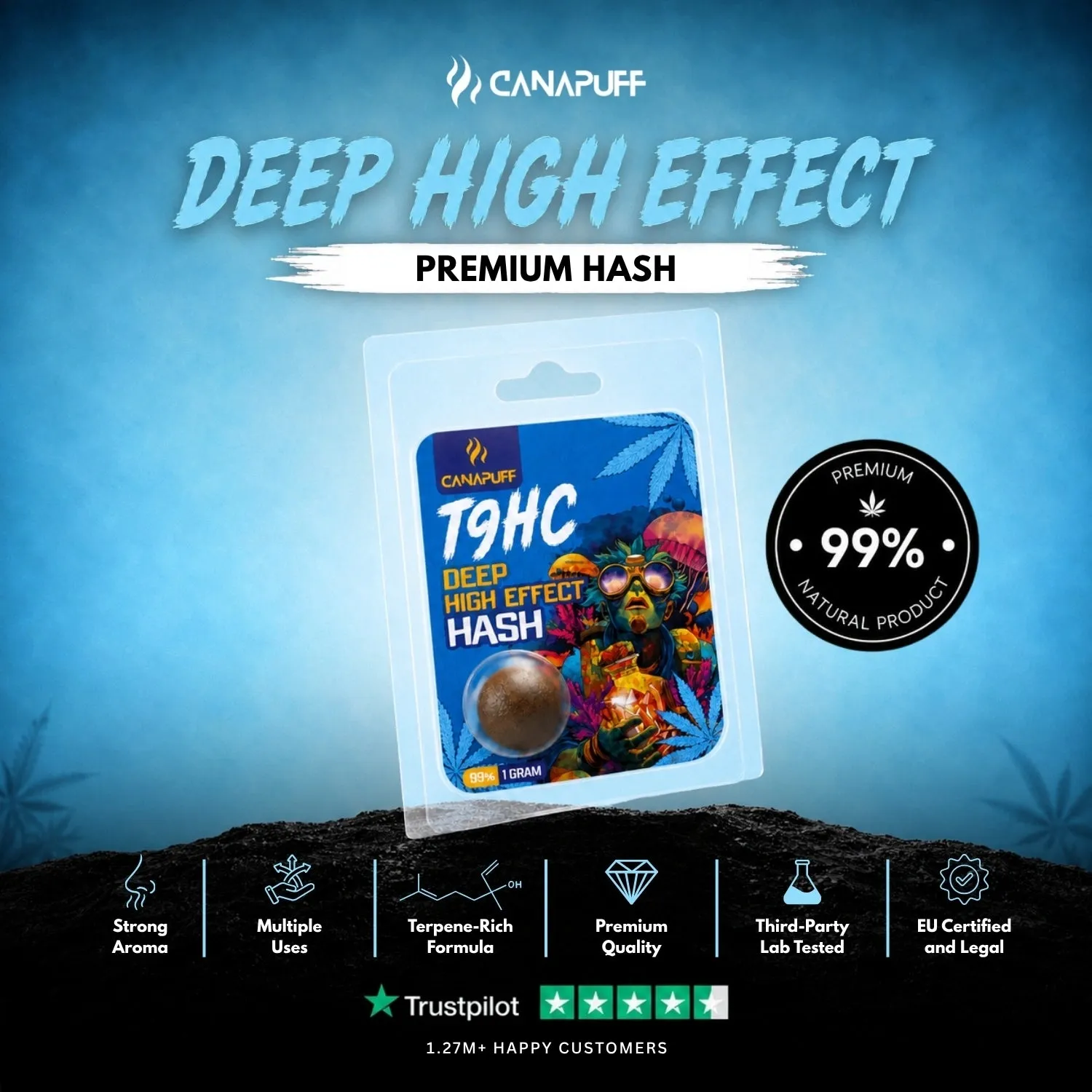 Canapuff T9HC hash Deep 99% mørk frukt