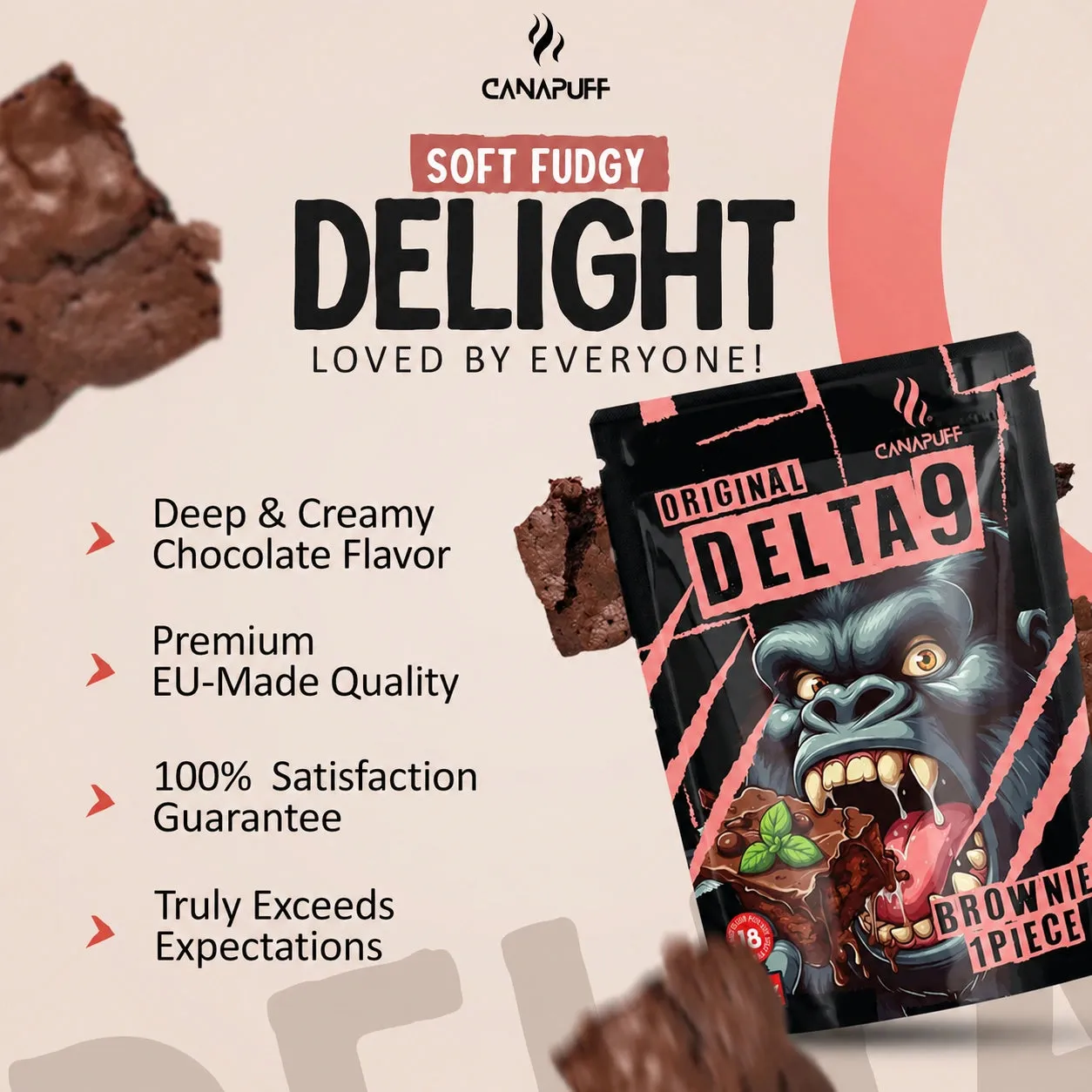 Canapuff Happy Brownies brownie 1 stk sjokolade