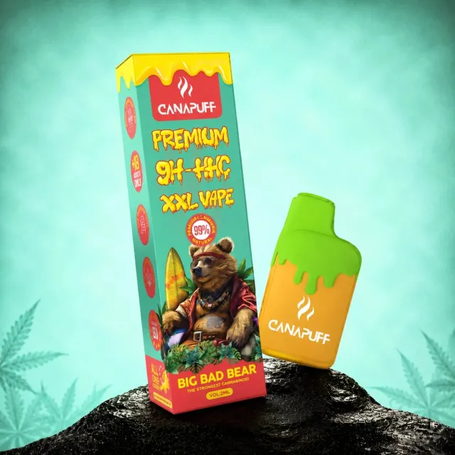 Canapuff 9H-HHC Big Bad Bear XXL vape 2 ml – skogfrisk