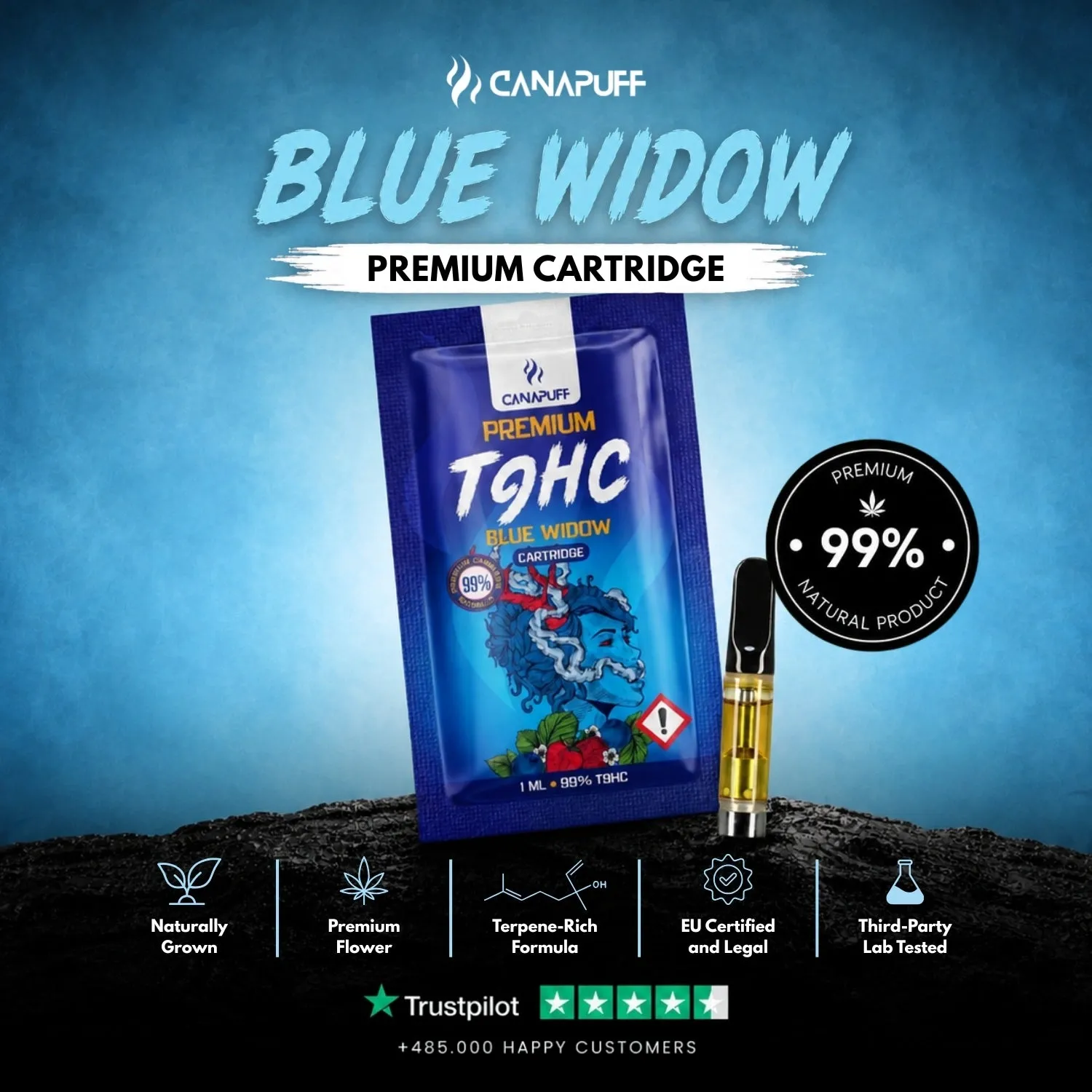 Canapuff T9HC Blue Widow vapepatron 99%