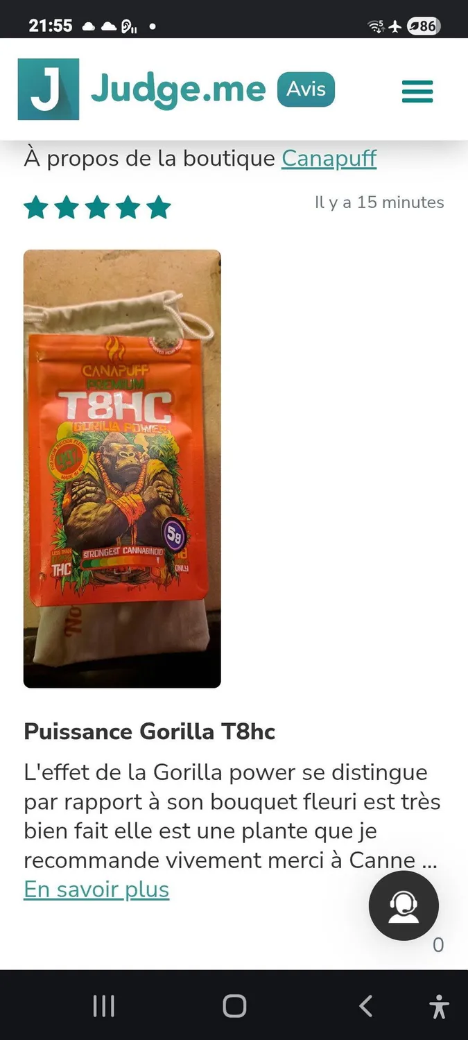 CANAPUFF Gorilla Power T8HC topp-skudd 1g fruktig