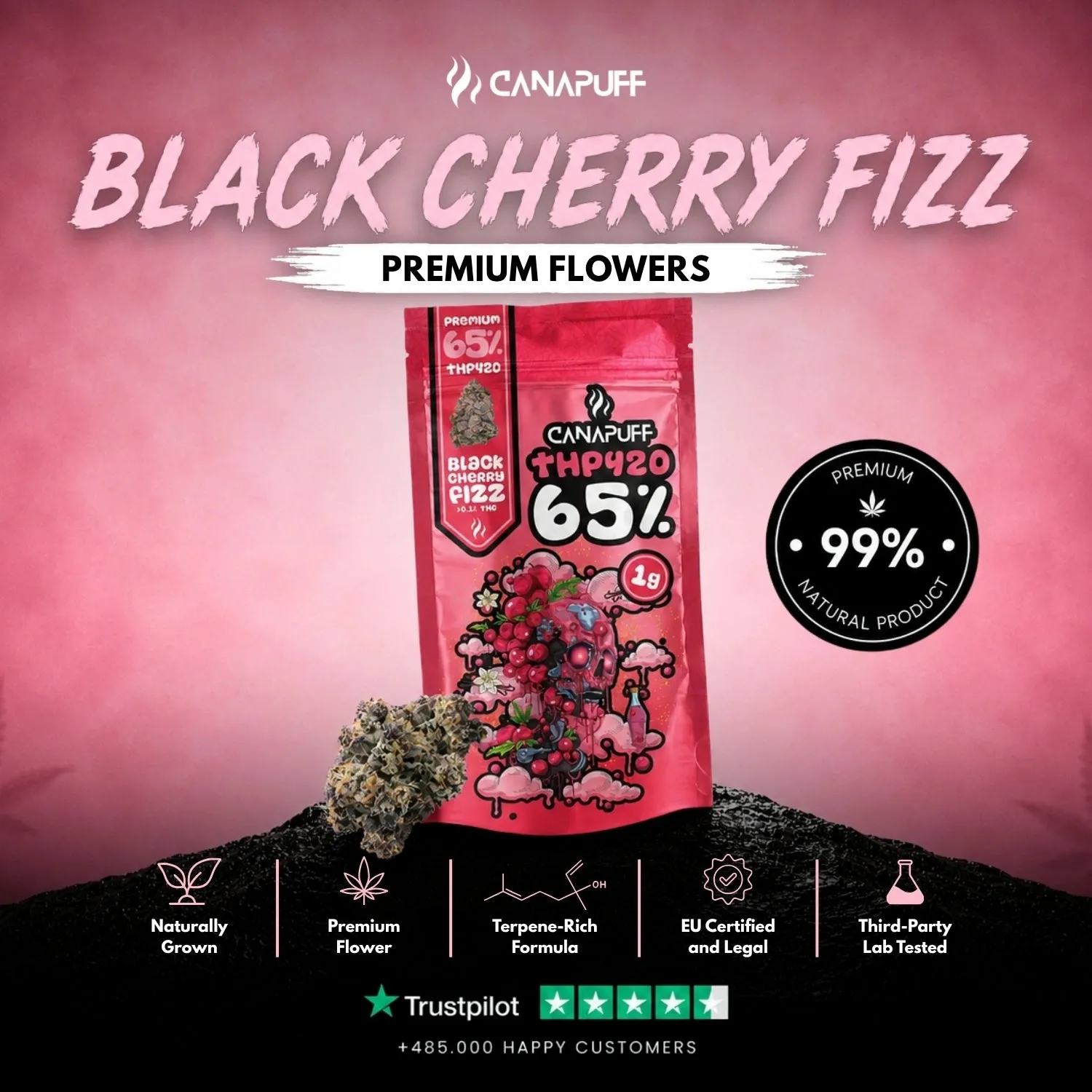 CANAPUFF THP420 Black Cherry Fizz blomster 1g kirsebær