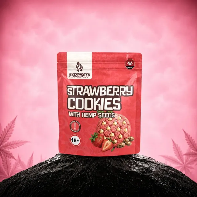 Canapuff Strawberry Cookies hampekjeks 1 stk jordbær