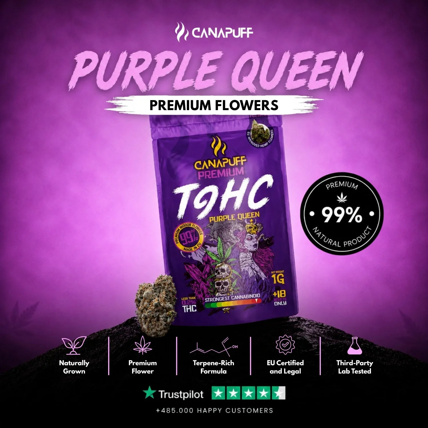 Canapuff T9HC Toppskudd Purple Queen 99% 1g