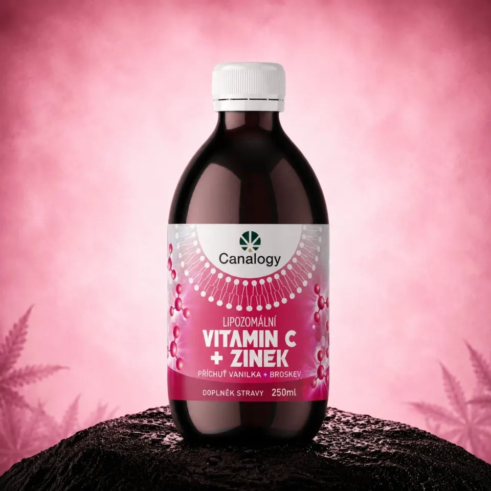 CANAPUFF Liposomal Vitamin C Sink kosttilskudd 250 ml vanilje fersken