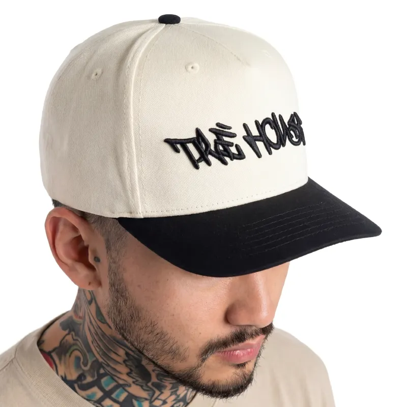 TRE HOUSE Graffiti Logo caps cream justerbar