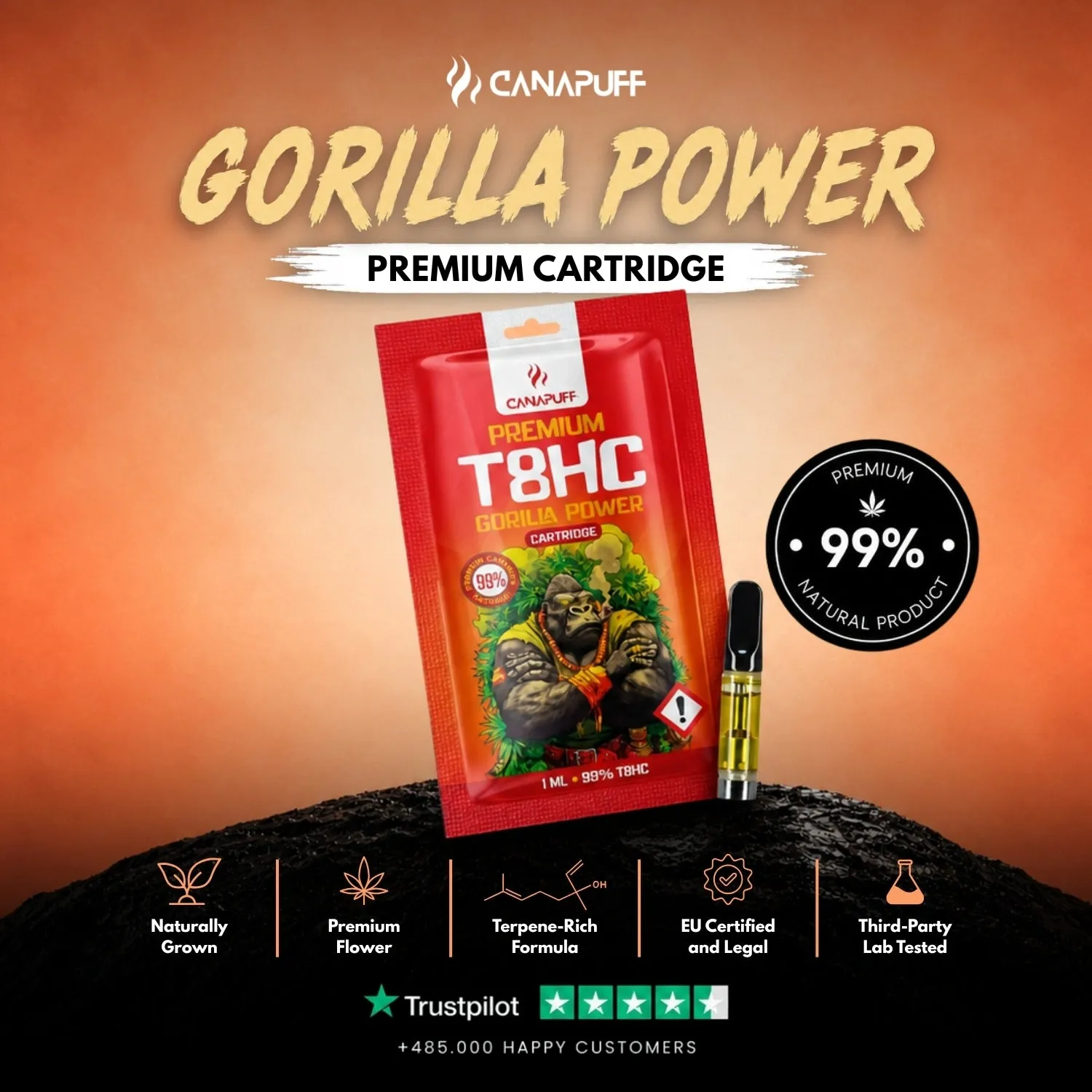 Canapuff T8HC Gorilla Power vapepatron 99%