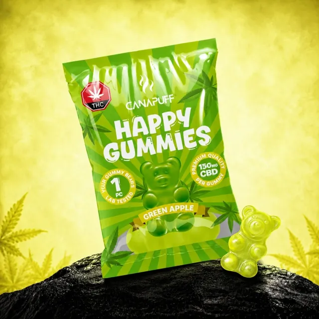 Canapuff CBD Gummies Green Apple vingummi 1 stk syrlig