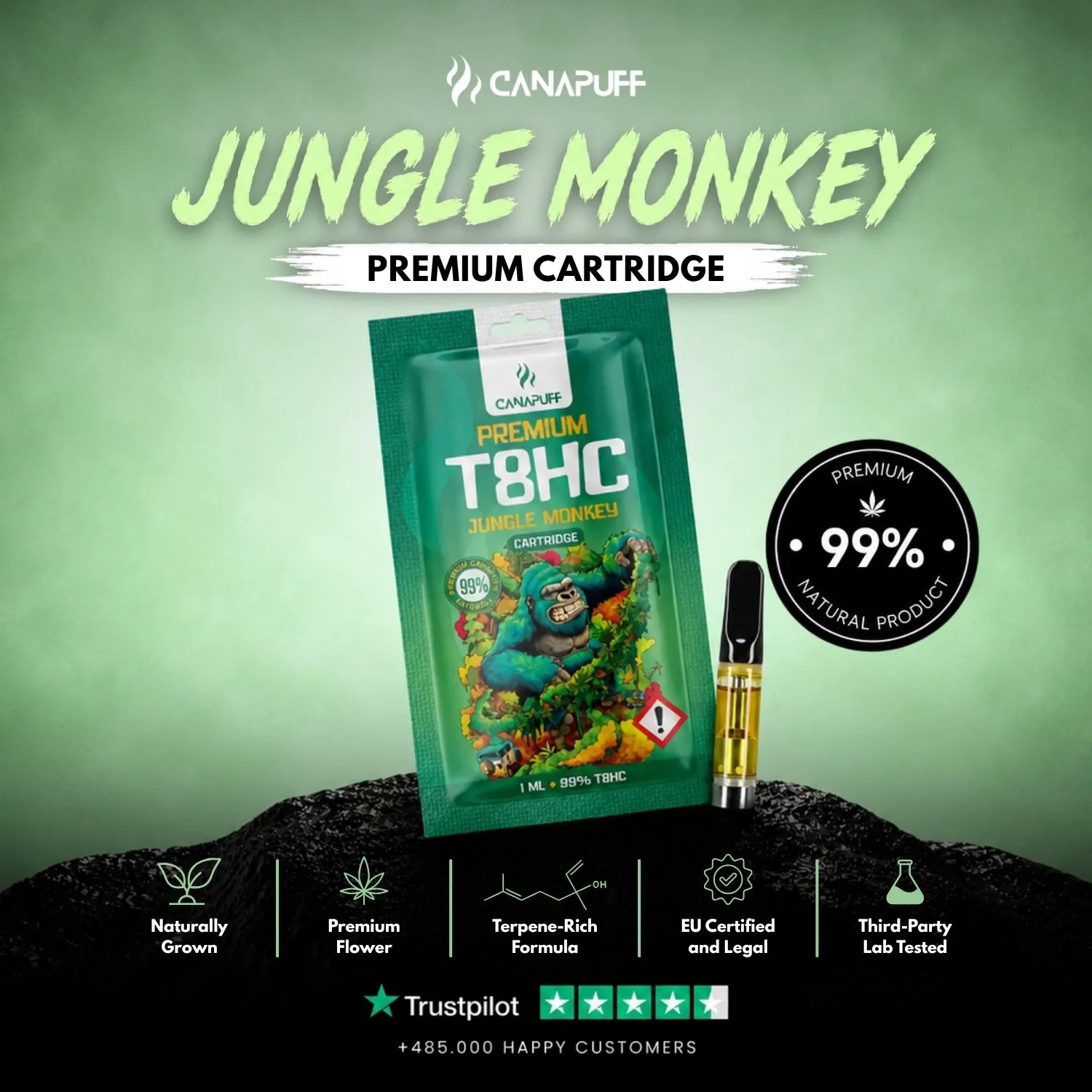 Canapuff T8HC Jungle Monkey vapepatron 99% 
