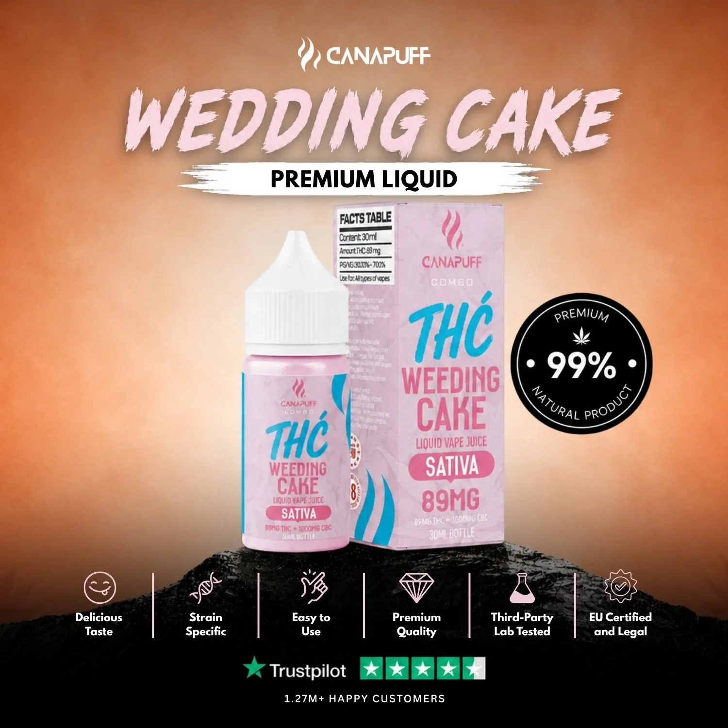Canapuff Happy Liquid Wedding Cake vapevæske 30 ml