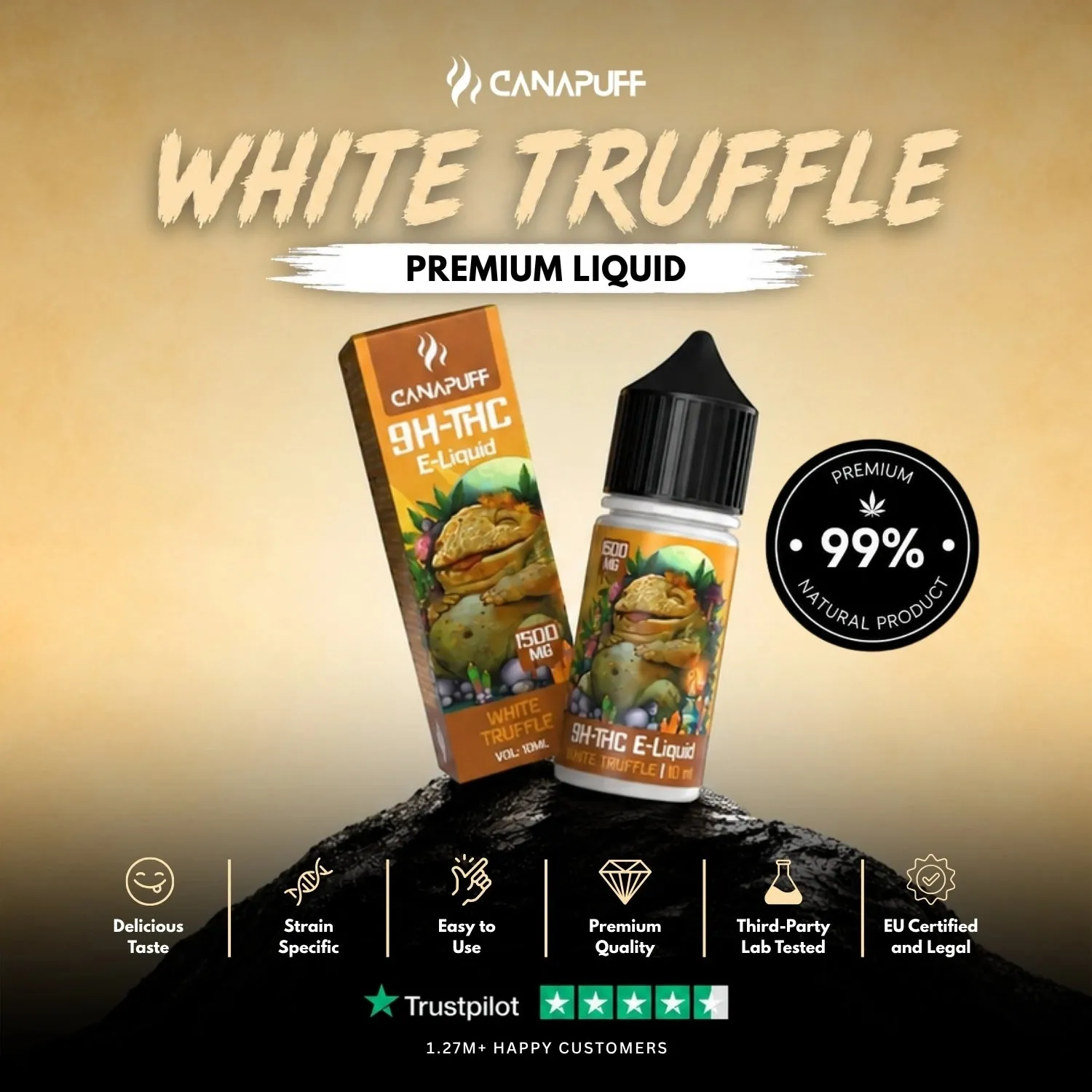 Canapuff 9H-THC White Truffle væske 1500mg nøtt
