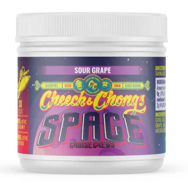 Cheech & Chong Space Chews Sour Grape gummies 300mg sur