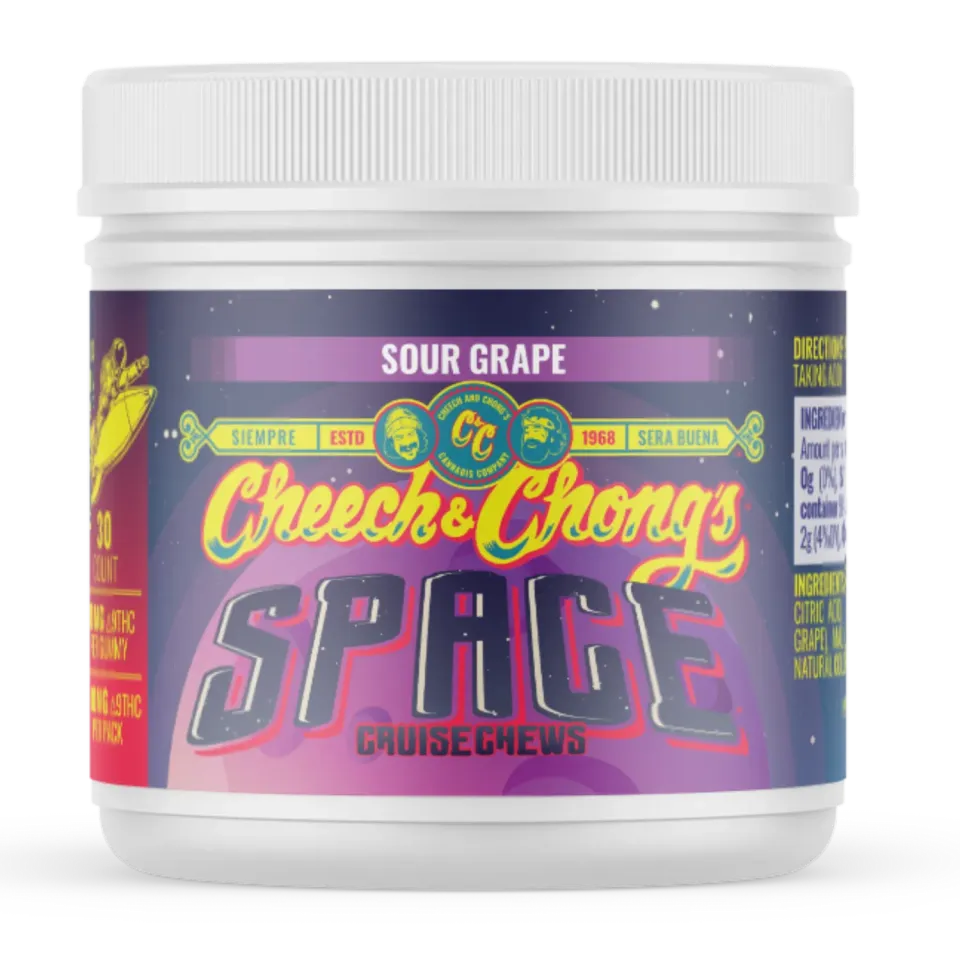 Cheech & Chong Space Chews Sour Grape gummies 300mg sur