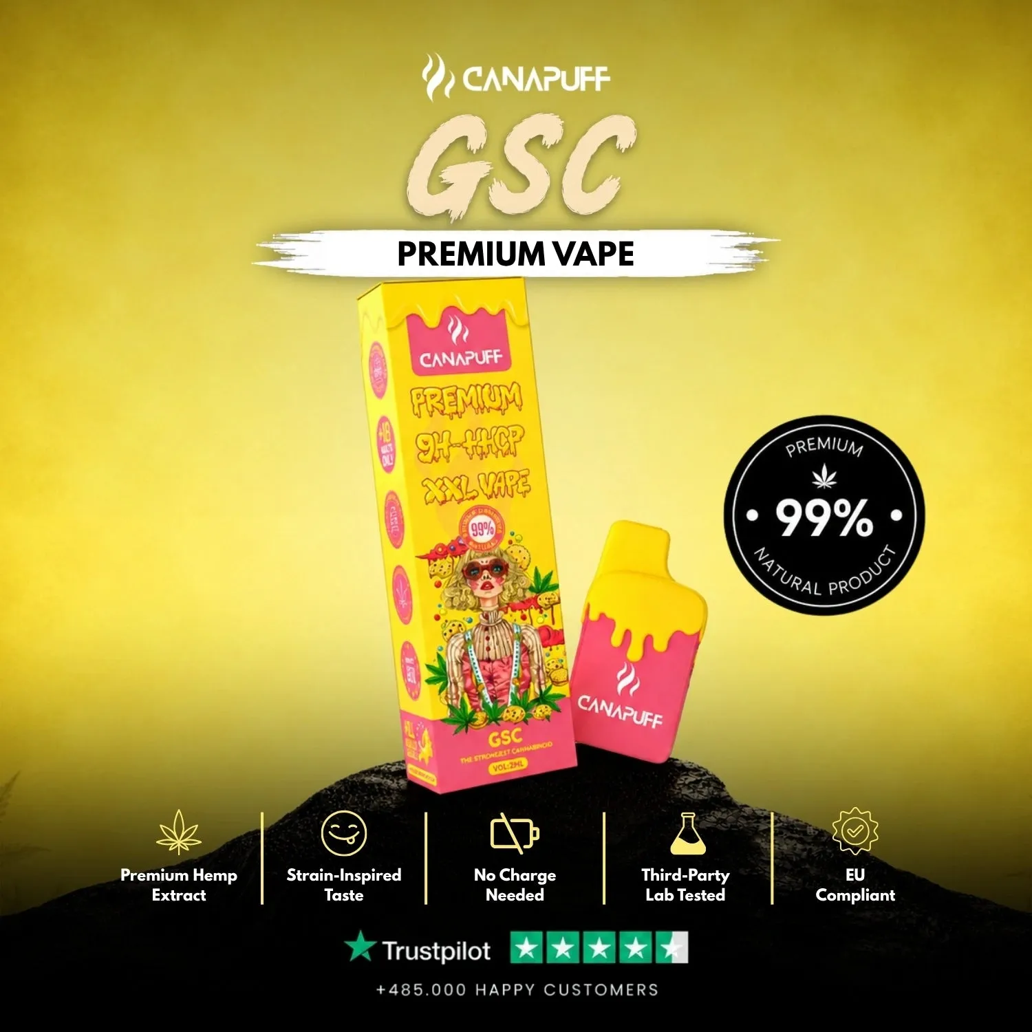 Canapuff GSC 99% 9H-HHCP-vape 2 ml kush