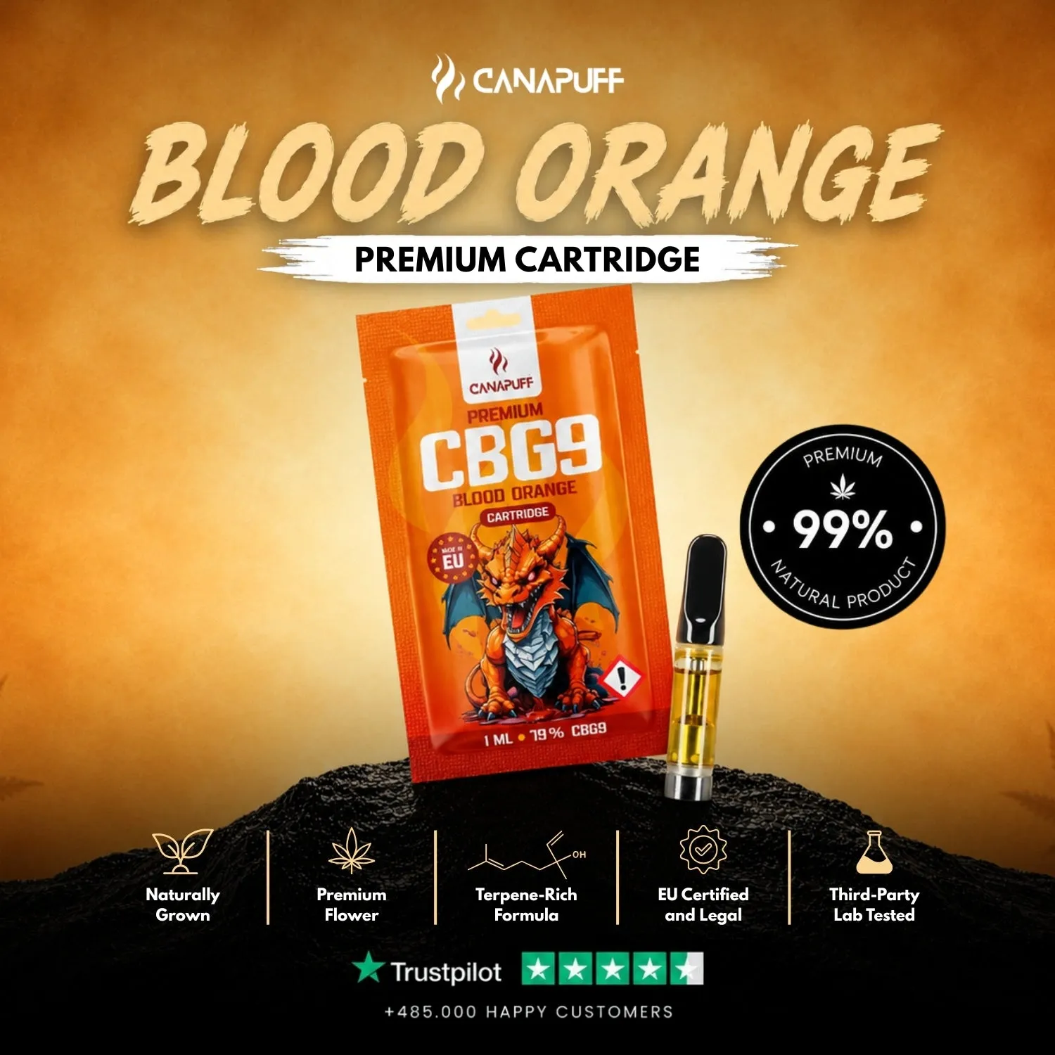 Canapuff CBG9 Blood Orange 79% patron blood orange sitrus