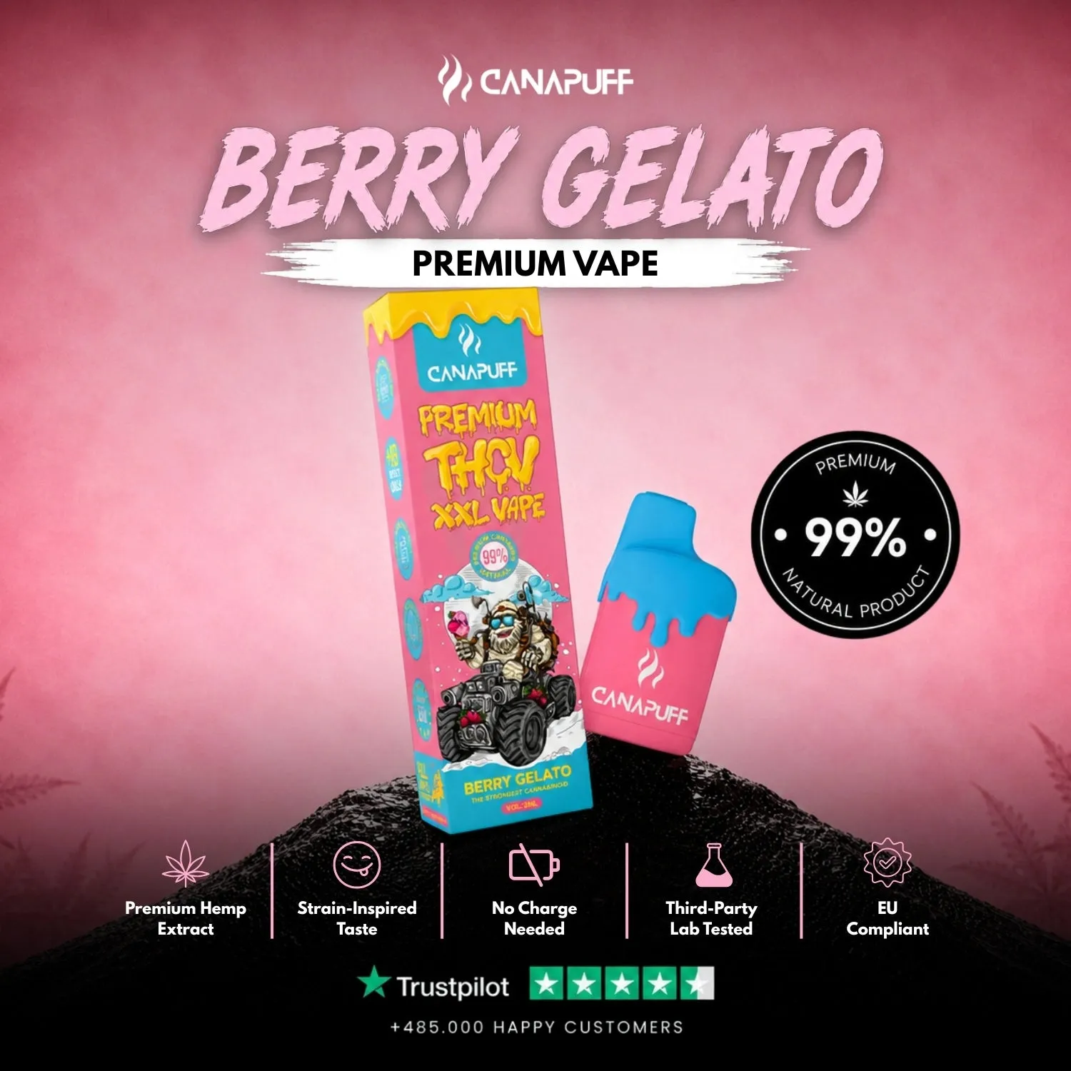 Canapuff Berry Gelato THCv vape 2 ml 99% bær
