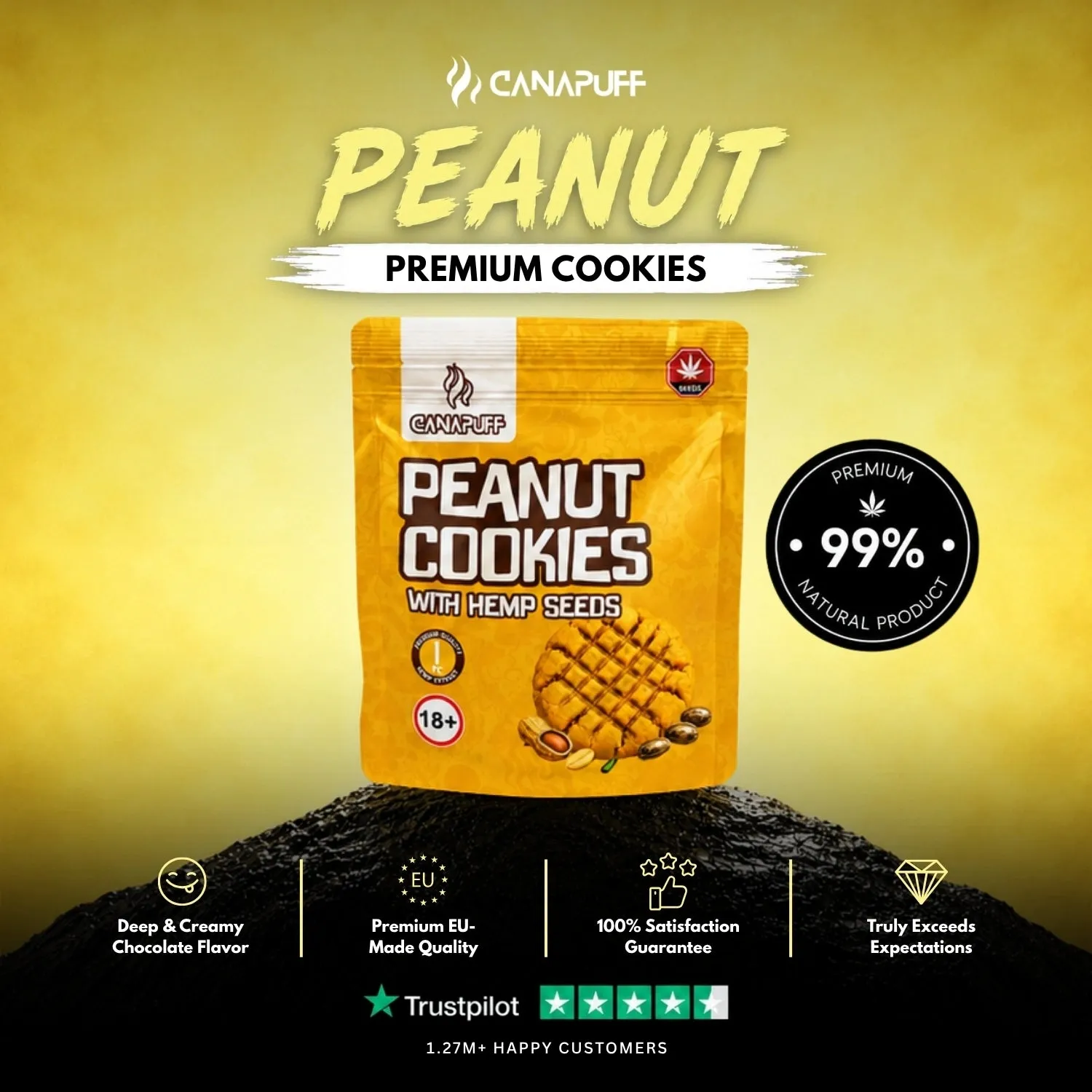 Canapuff Peanut Cookies hampekjeks 1 stk peanøtt