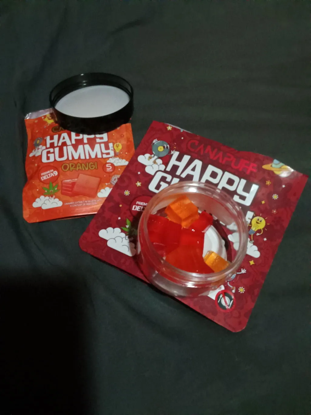 Canapuff Happy Gummy Raspbi vingummi 1 stk bringebær