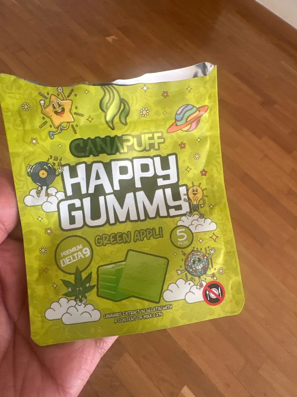 Canapuff Happy Gummy Green Appli vingummi 1 stk eple