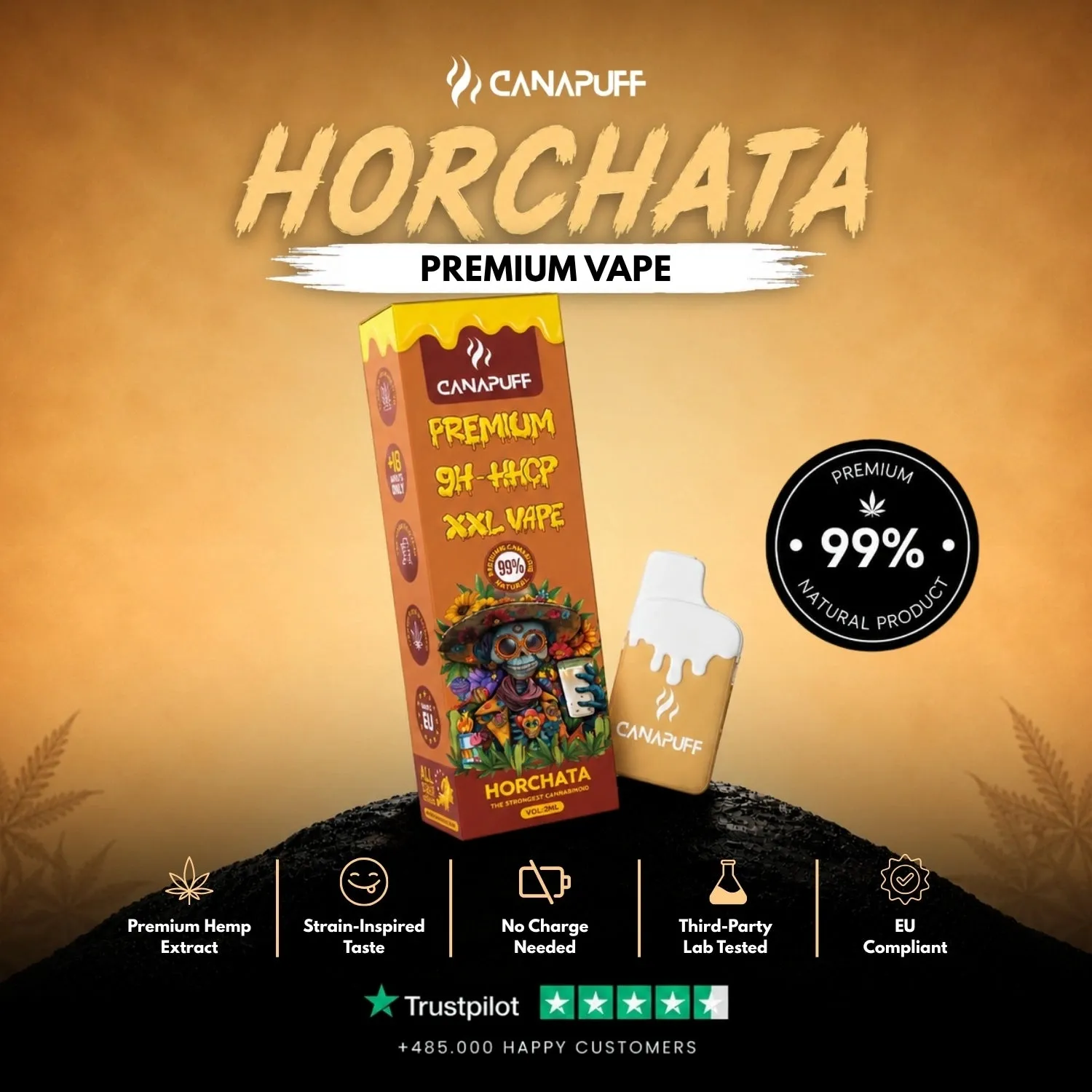 Canapuff Horchata 99% 9H-HHCP-vape 2 ml kremet