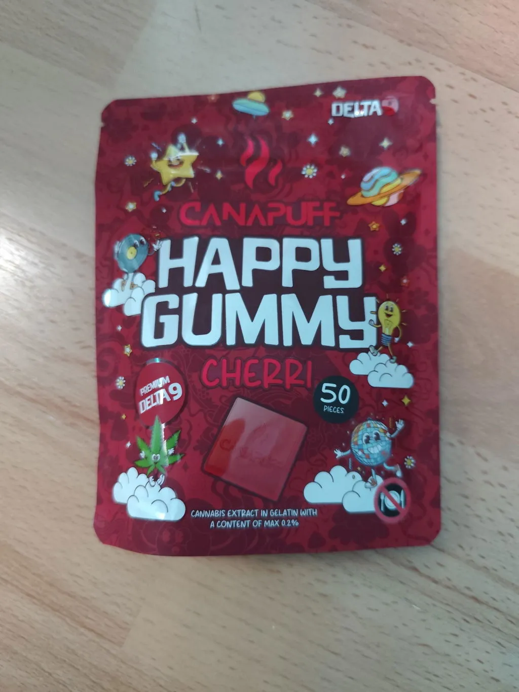 Canapuff Happy Gummy Cherri vingummi 1 stk kirsebær