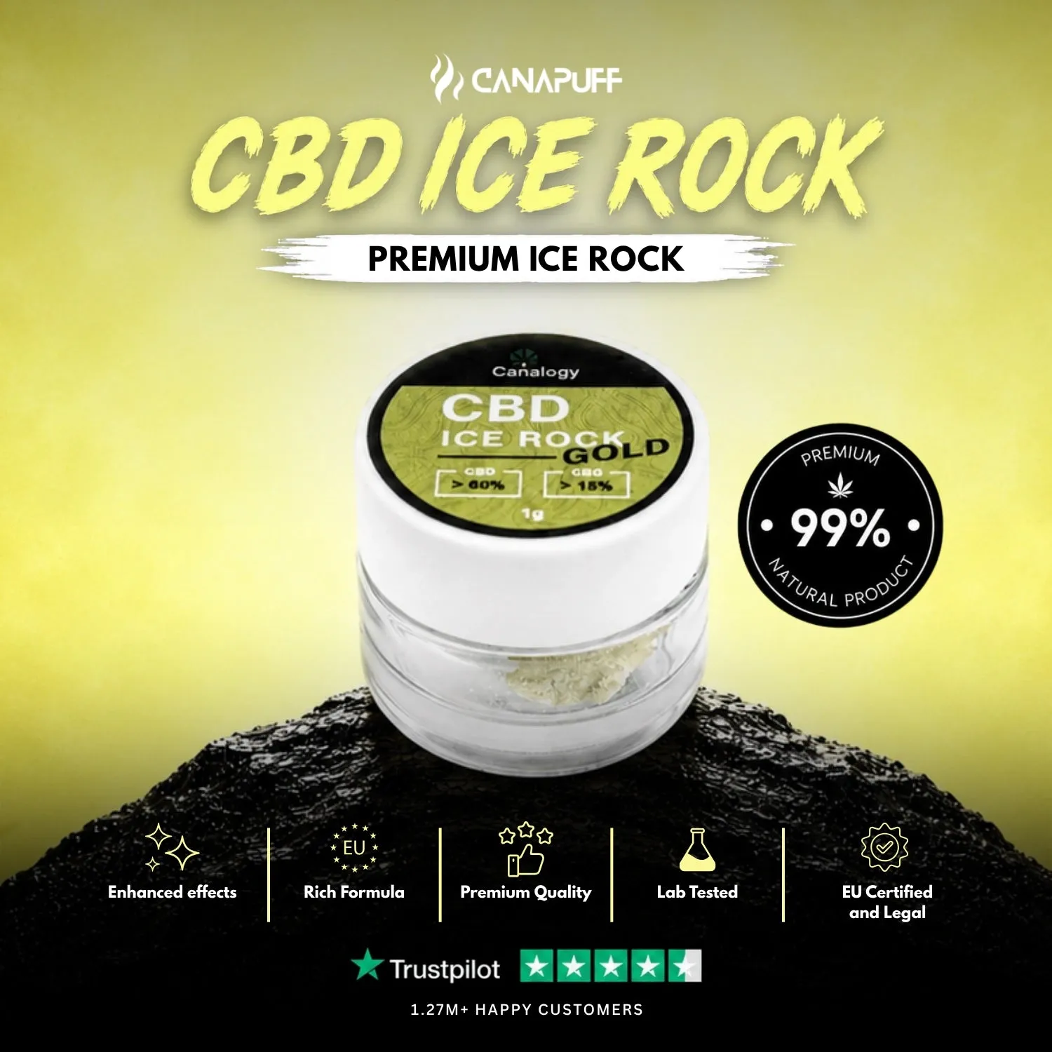 CANAPUFF IceRock Gold CBD blomst 1g gull