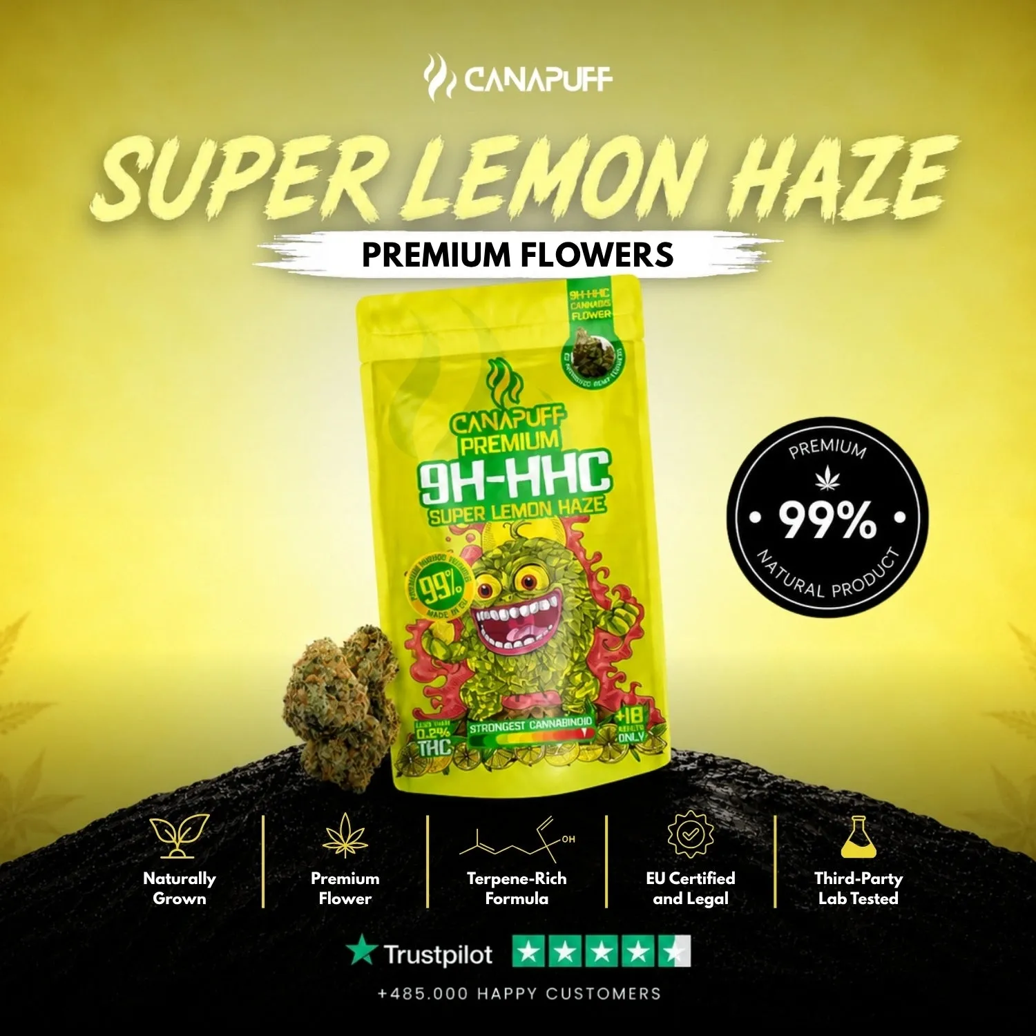 Canapuff Super Lemon Haze 9H-HHC blomster 1g sitron