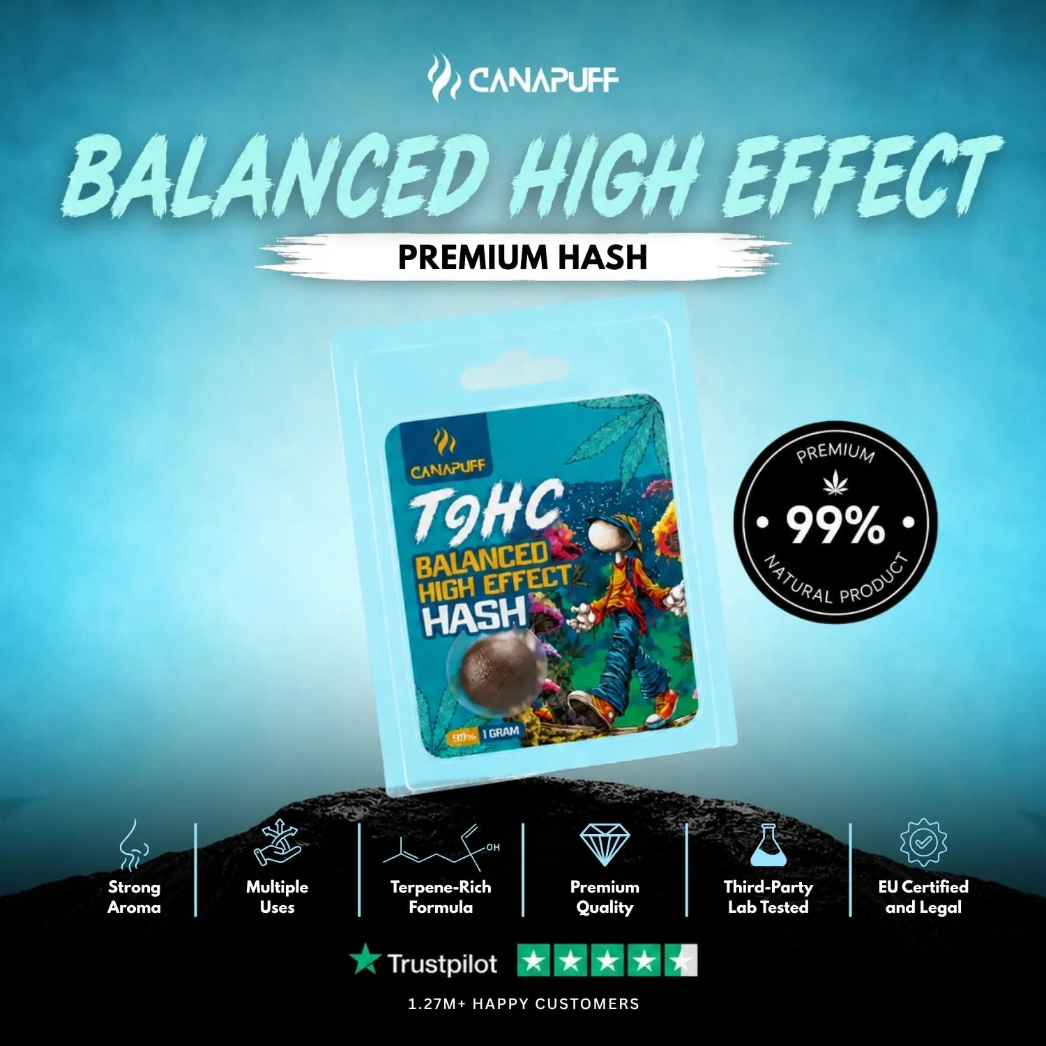CANAPUFF T9HC Hash Balanced 99% cannabinoidhash