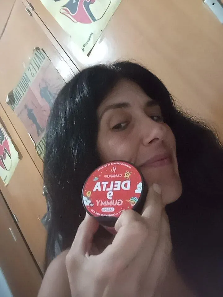 Canapuff Happy Gummy Raspbi vingummi 1 stk bringebær