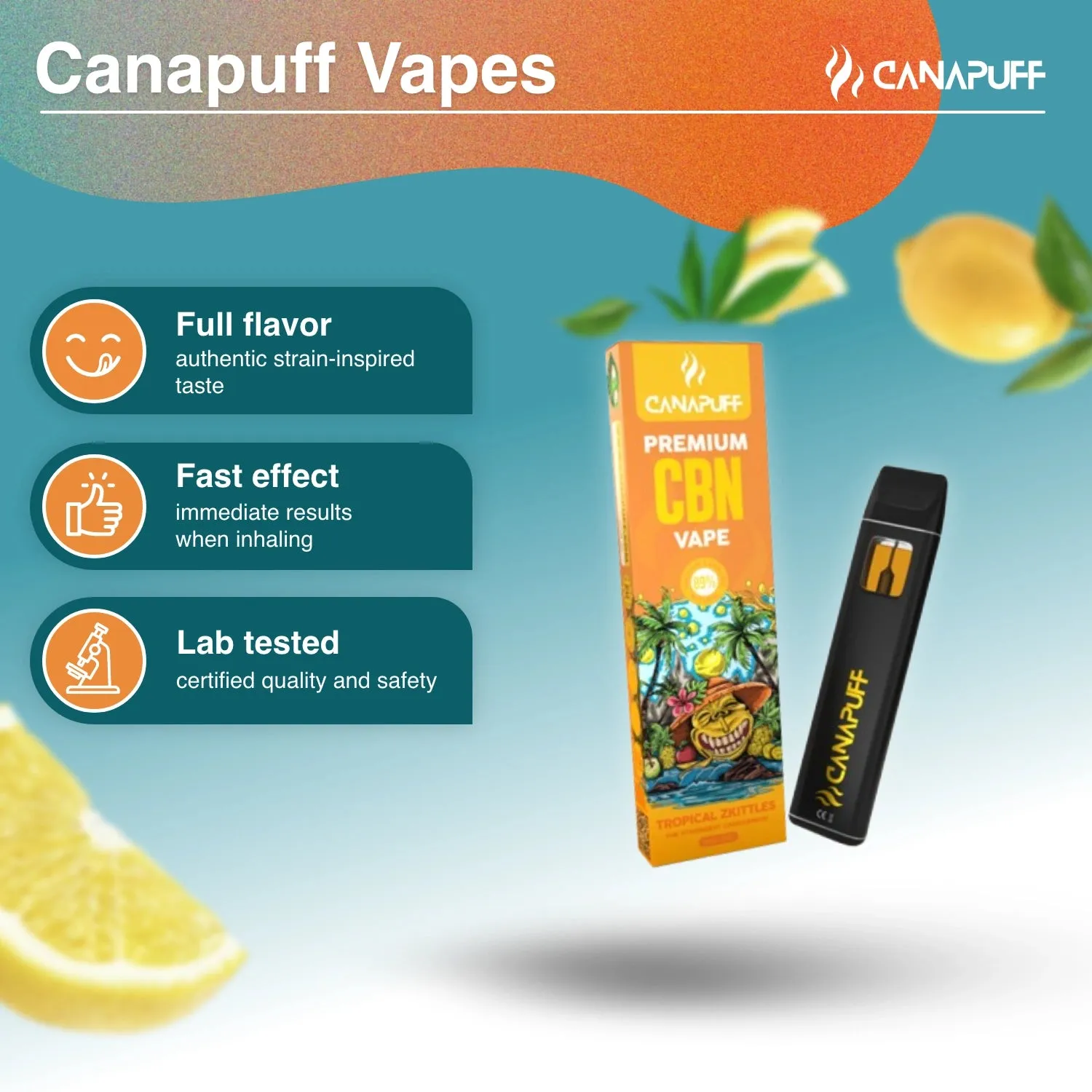 Canapuff CBN Tropisk Zkittles vape 1 ml 89%
