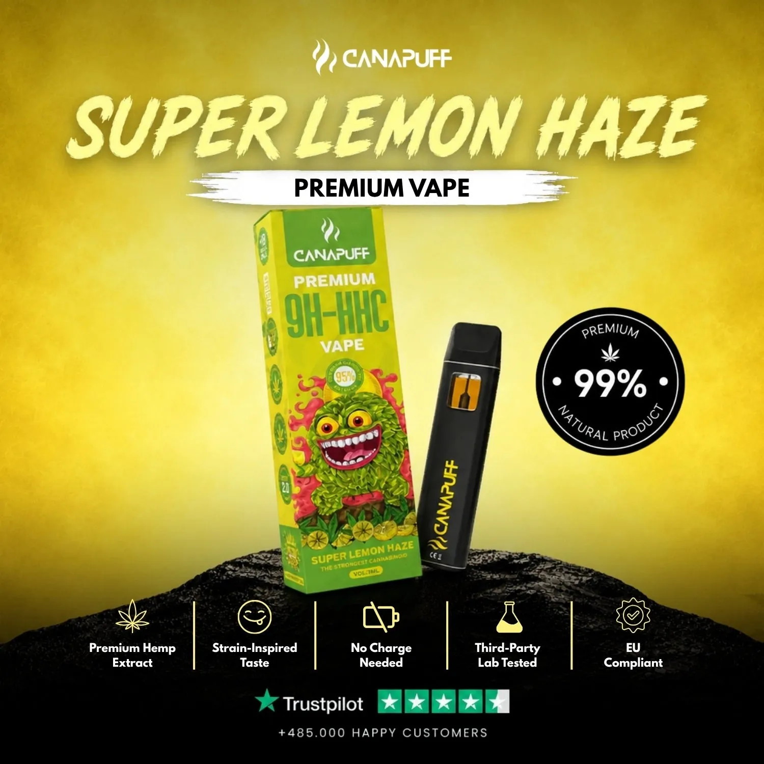 Canapuff 9H-HHC Super Lemon Haze vape 1 ml sitron