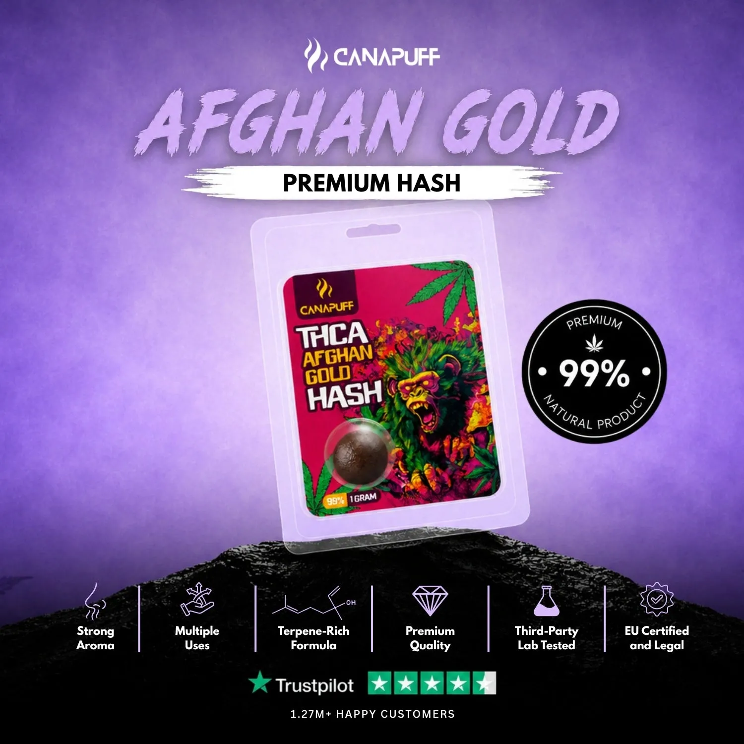 Canapuff Afghan Gold THCA-hash 1 g 99%