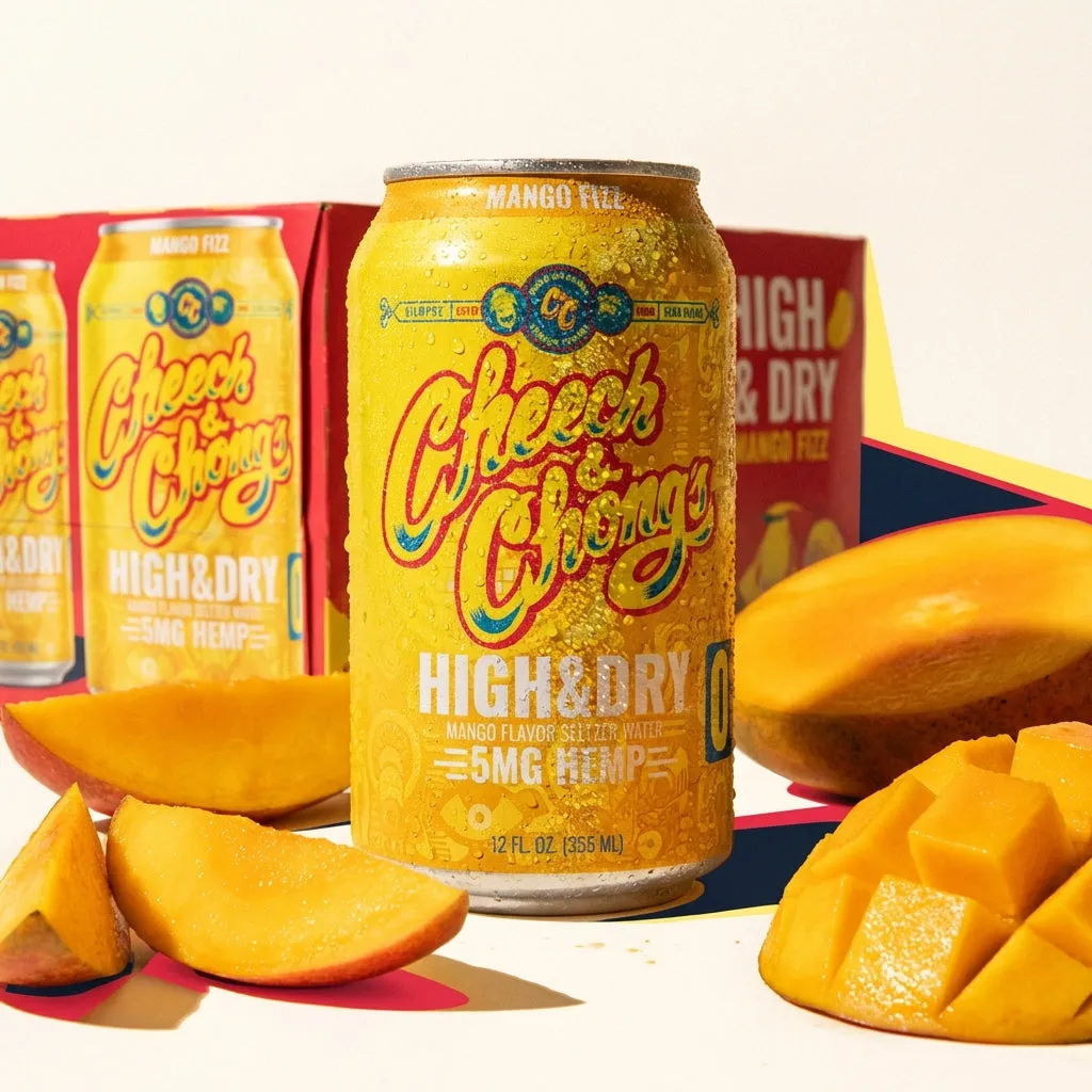 Cheech & Chong High & Dry Mango Fizz THC-seltzer 6-pack 30 mg
