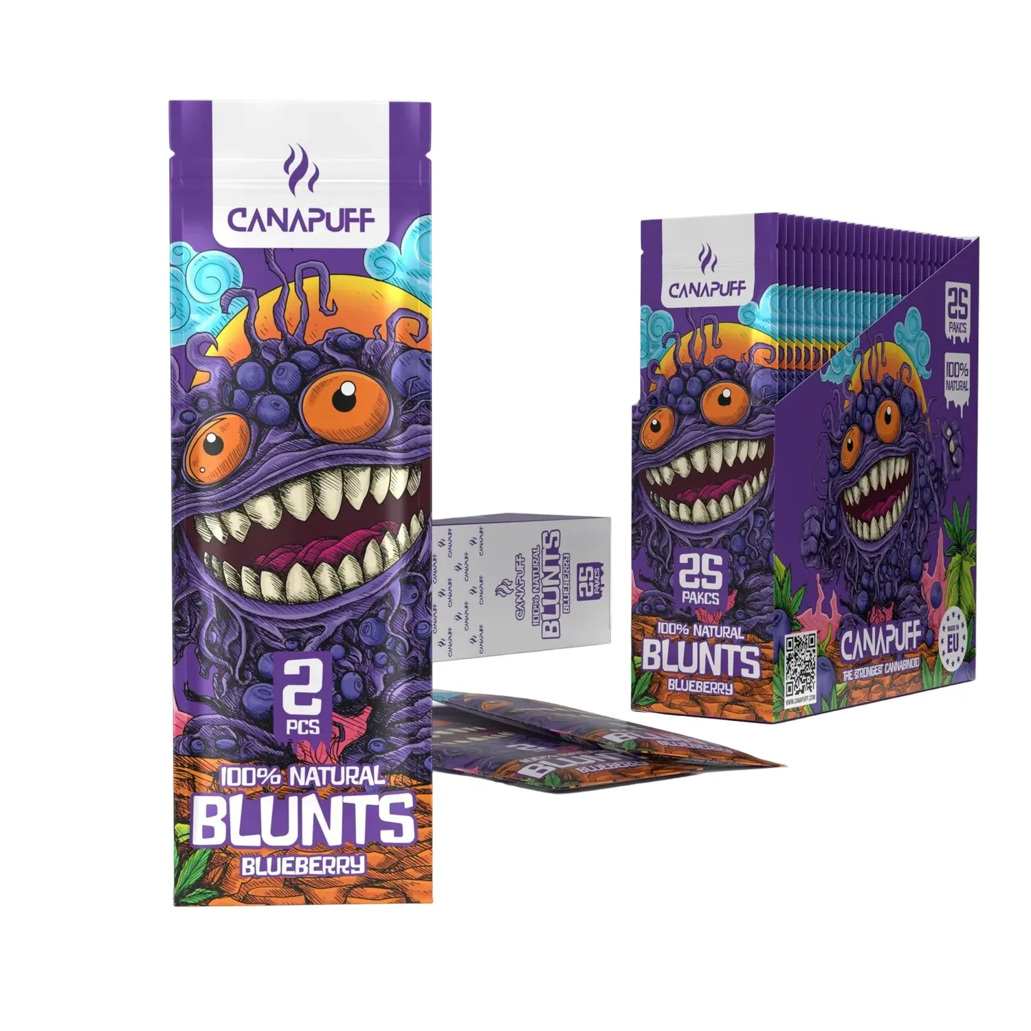 Canapuff Blunt Wrap Ruller blåbær 2 stk naturlig