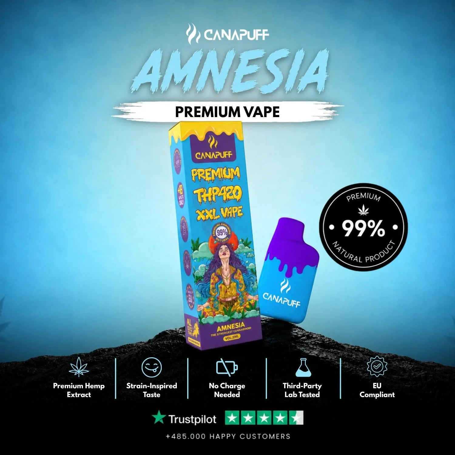 Canapuff THP420 XXL Amnesia vape 2ml 99%