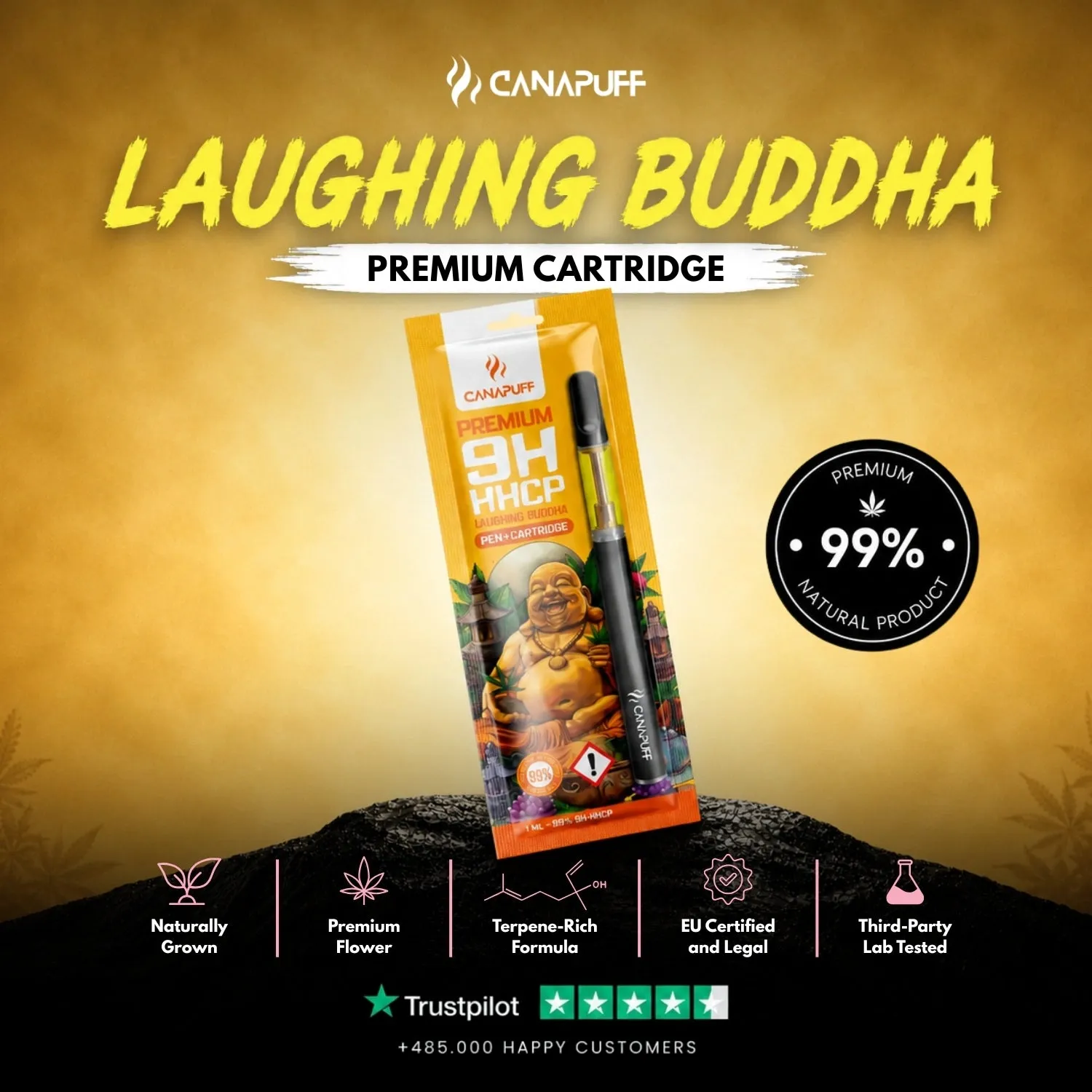 Canapuff 9H-HHCP penn + patron Laughing Buddha 1ml lakris