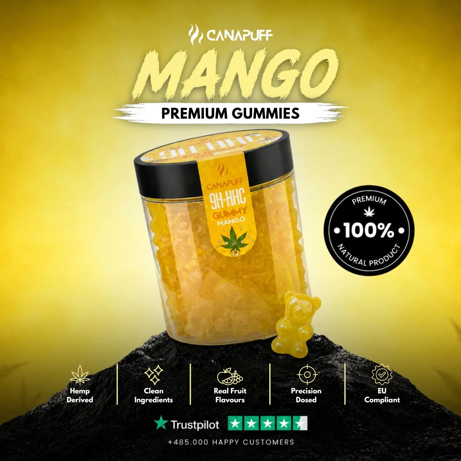 Canapuff 9H-HHC Gummies Mango vingummi 10 stk søt