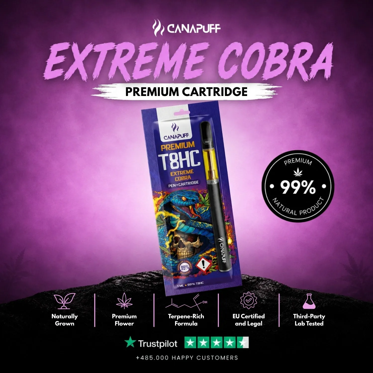 Canapuff T8HC Extreme Cobra vape penn+patron