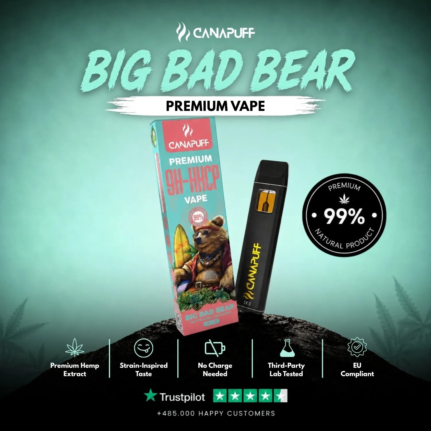 Canapuff Big Bad Bear 9H-HHCP vape 1ml 99%