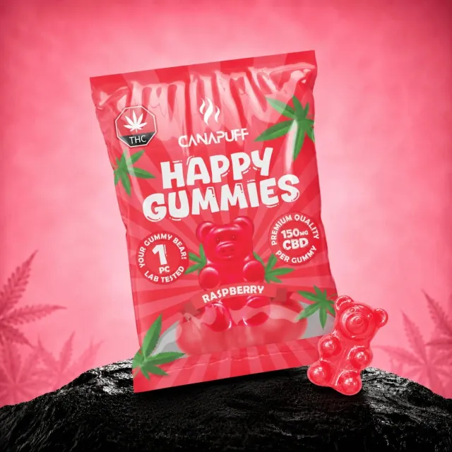 Canapuff CBD Gummies Raspberry vingummi 1 stk bringebær