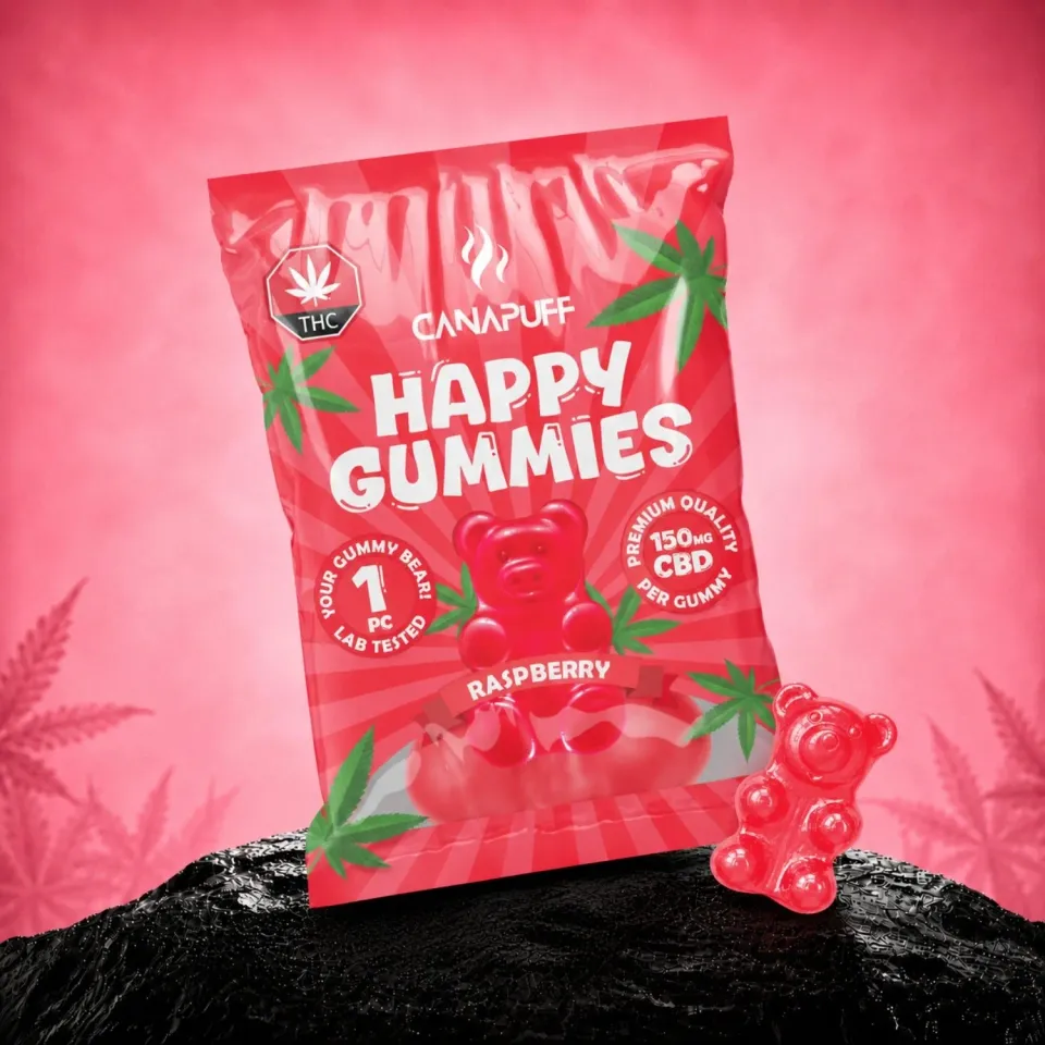 Canapuff CBD Gummies Raspberry vingummi 1 stk bringebær
