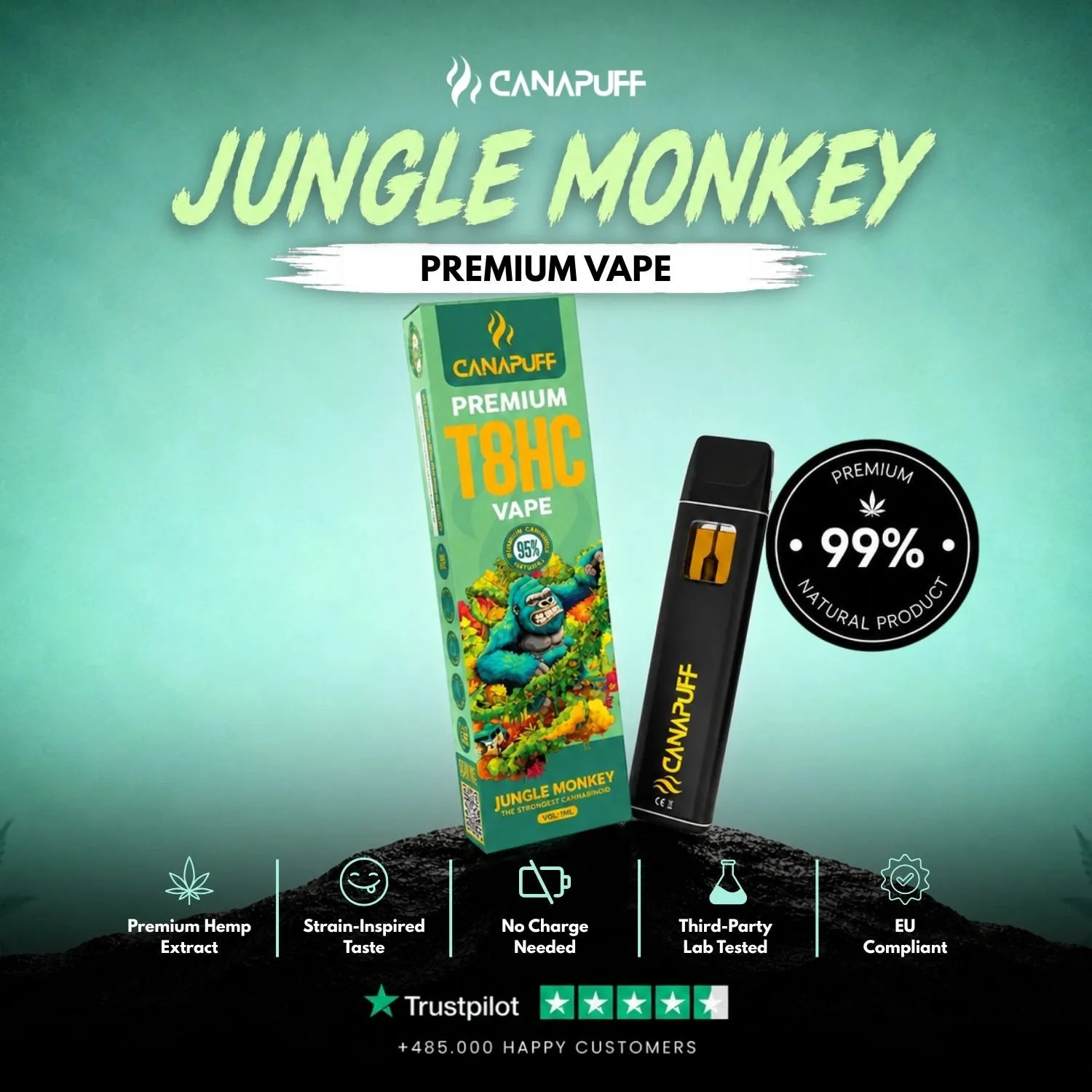Canapuff Jungle Monkey T8HC vape 1 ml 95% citrus