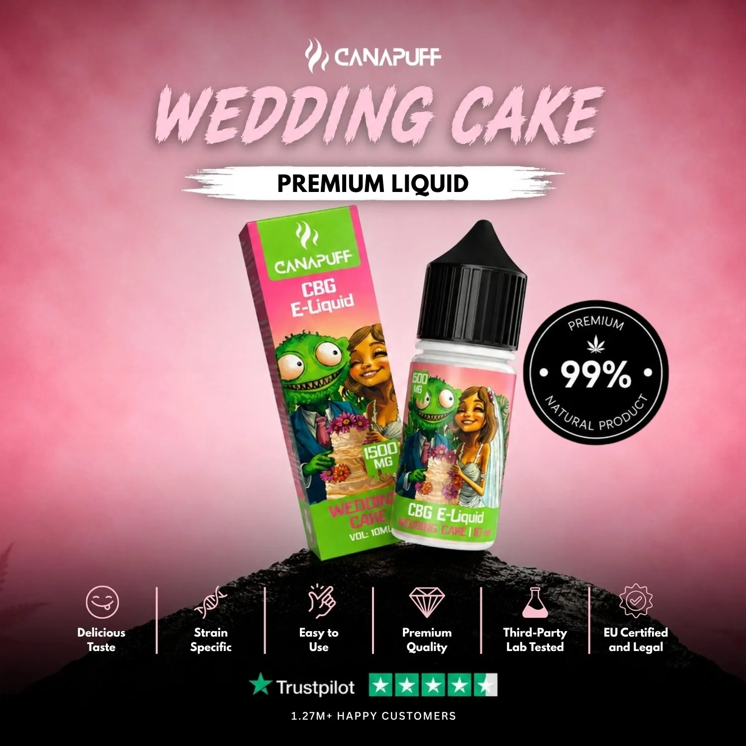 Canapuff CBG Wedding Cake e-væske 1500mg vanilje