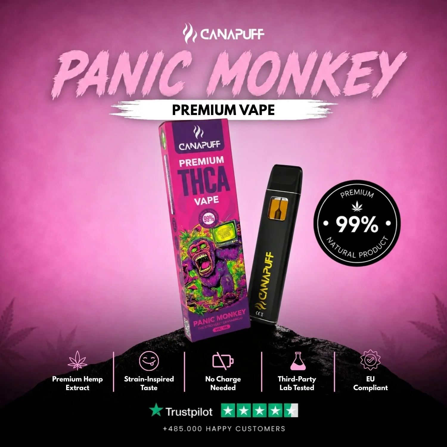 Canapuff THCA Panic Monkey vape 1ml frisk