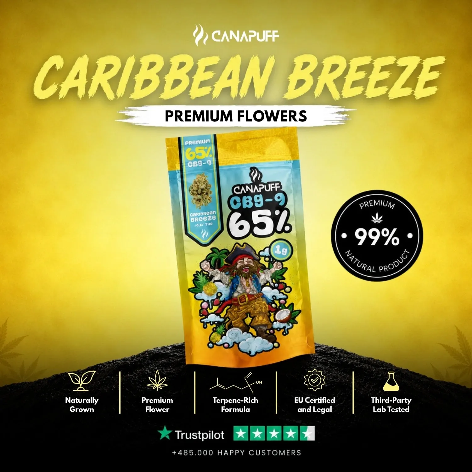 Canapuff Caribbean Breeze 65% CBG9-blomst 1g