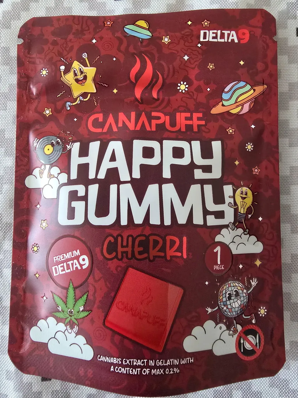 Canapuff Happy Gummy Cherri vingummi 1 stk kirsebær